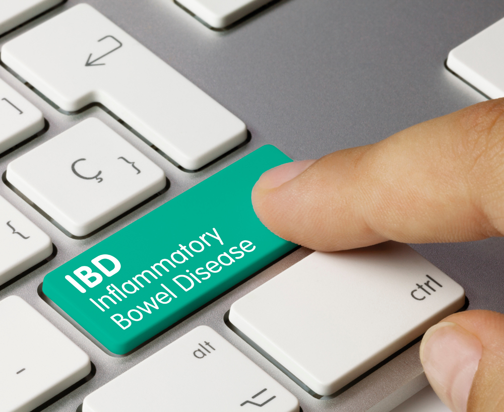 IBD Inflammatory Bowel Disease printed on keyboard key IBD Inflammatory Bowel Disease printed on keyboard key